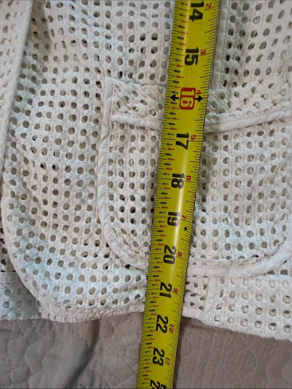 Trina Turk Cream Open Weave Lace Blazer Boho Cottagecore Coastal Chic S/M